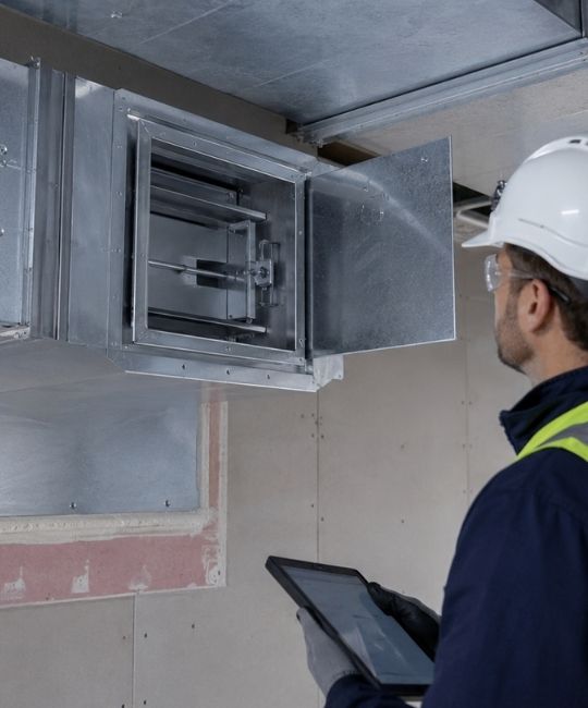 Fire-Rated Ducting & Fire Dampers Inspection underway by an IFI Expert