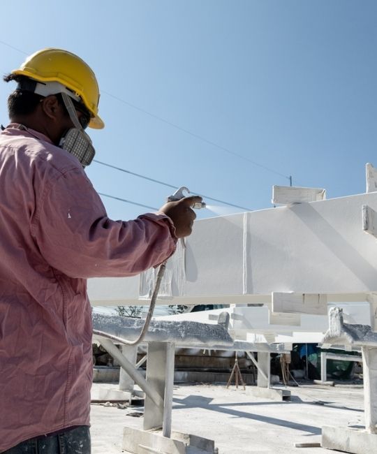Intumescent Coating Being Applied For Passive Fire Protection Intumescent Coating Being Applied For Passive Fire Protection